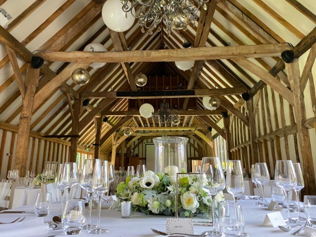 Barn dressed for a wedding by To Have and To Hire