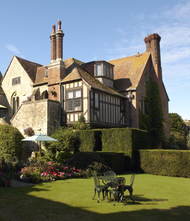 Amberley Castle Sussex grounds for afternoon tea