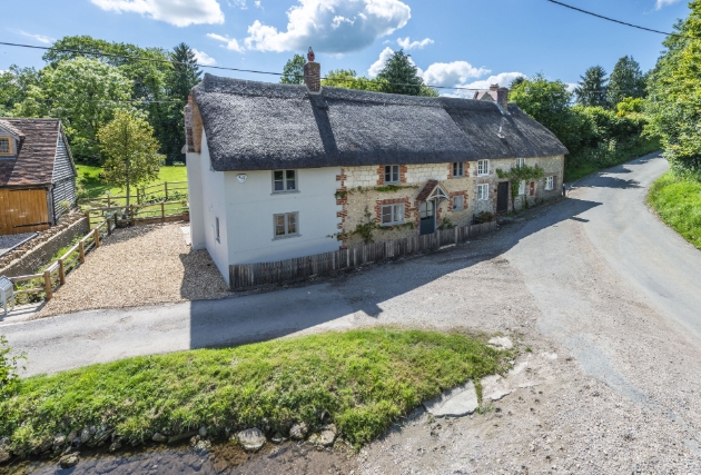 aerial view of for of cottages in Dorset 