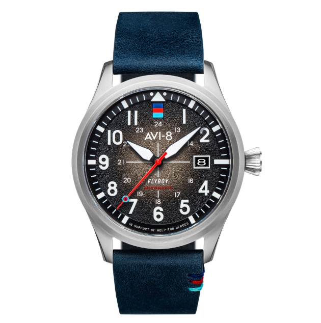 Help for Heroes watch black face, blue strap