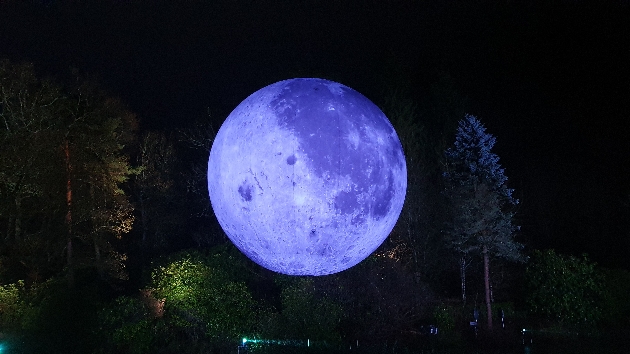 moonlit lake at leonardslee illuminated