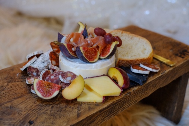 Wedding grazing platter with bread cheese and fruit