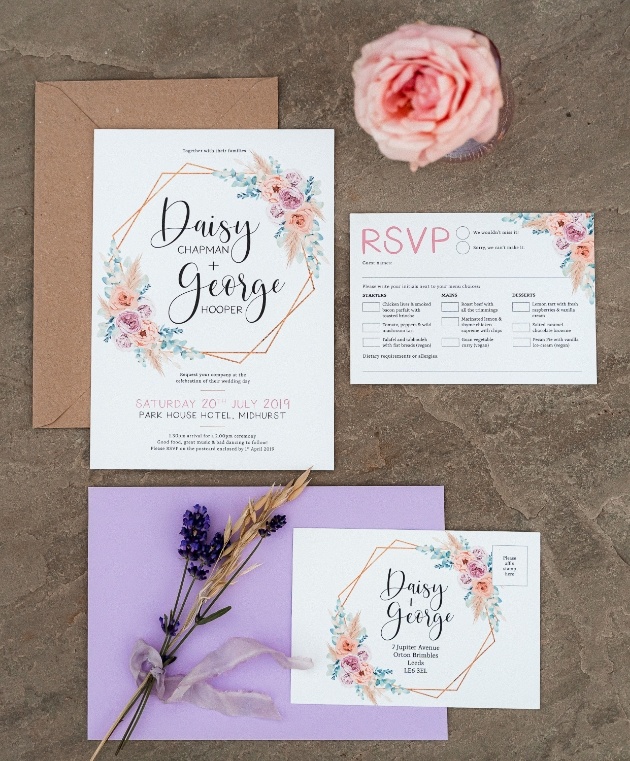 english widflower design wedding stationery suite