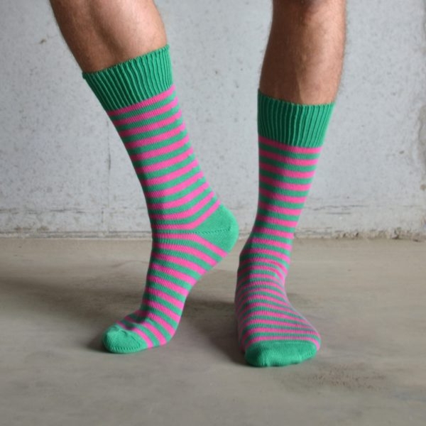 stripey socks on man legs
