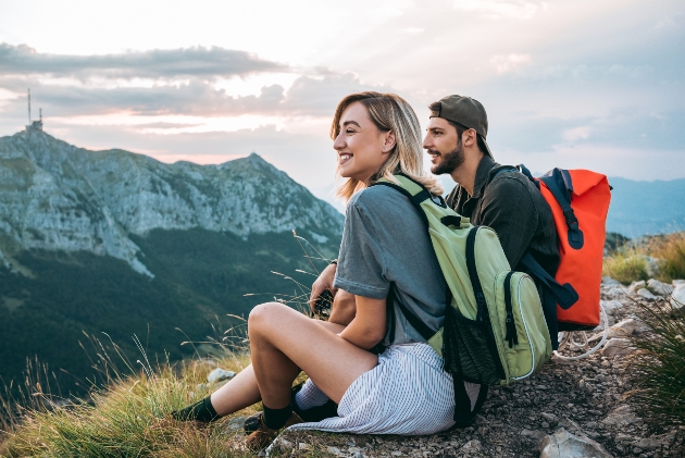 couple hiking on mountain