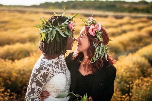 couple in field embraced