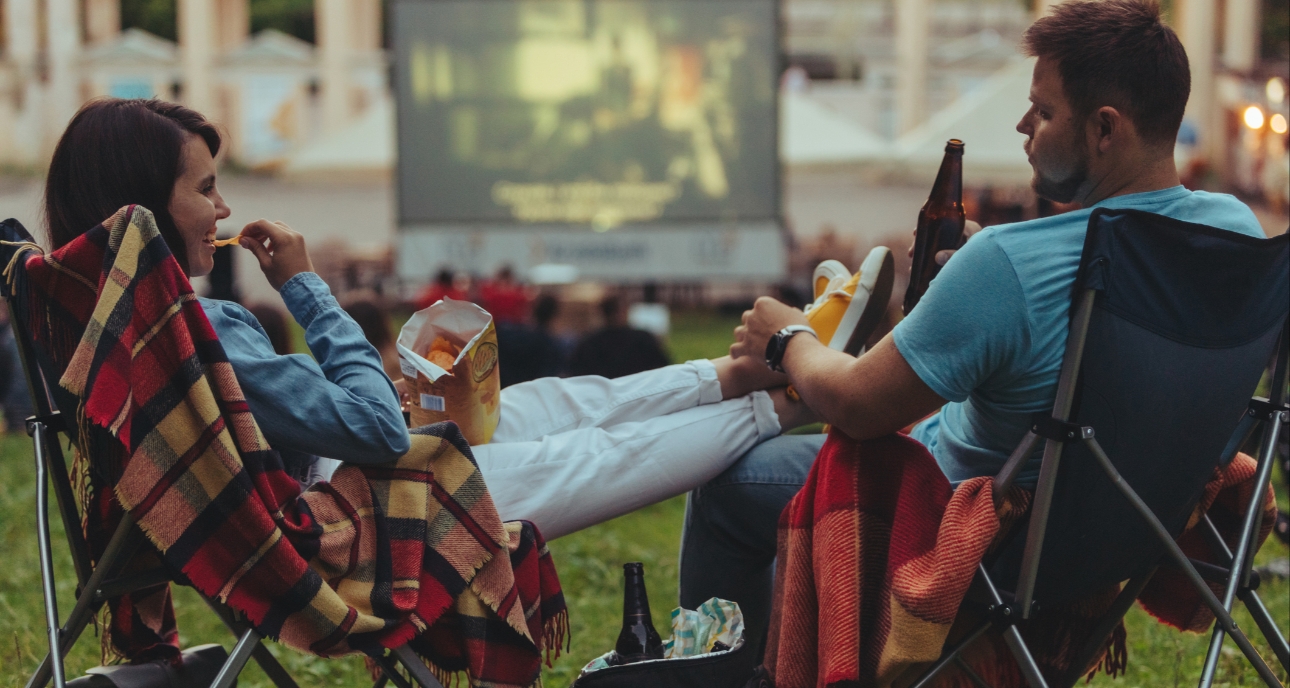 Couple enjoying an open air movie