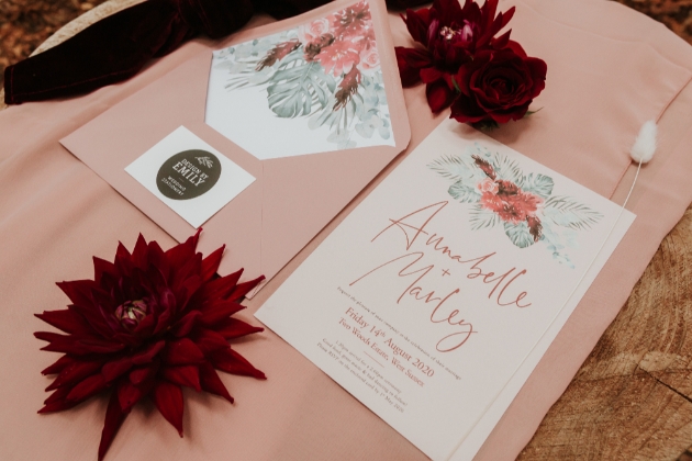 wedding stationery with a floral motif
