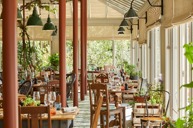 LIght and airy restaurant seating at The Pig in the South Downs