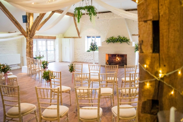Winter ceremony set up at Bury Manor Barn