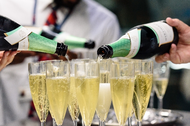 Nyetimber being poured into champagne glasses