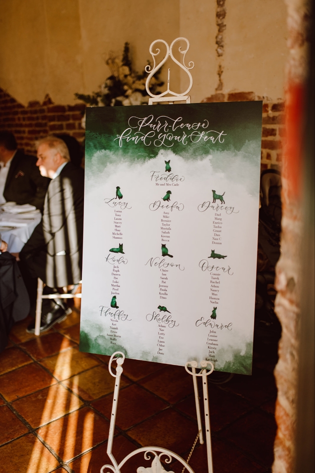 Pet themed wedding table plan