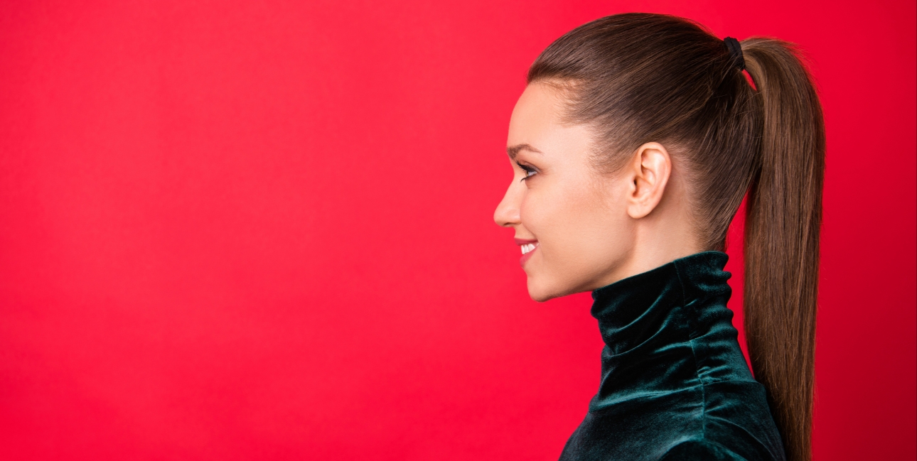 woman with a sleek ponytail