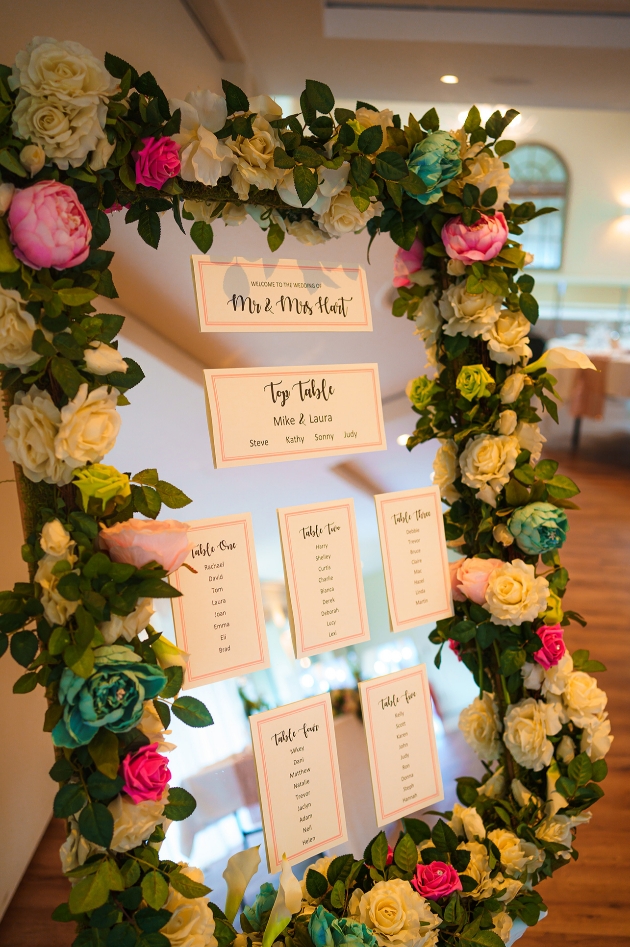 Tableplan decorated with flowers
