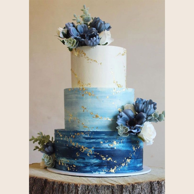 Watercolour wedding cake