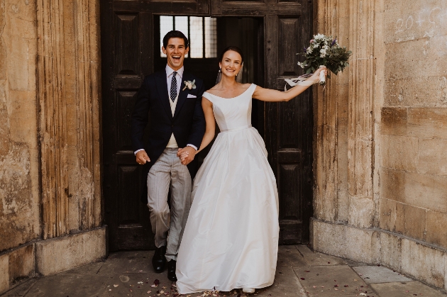 Couple smiling after getting married