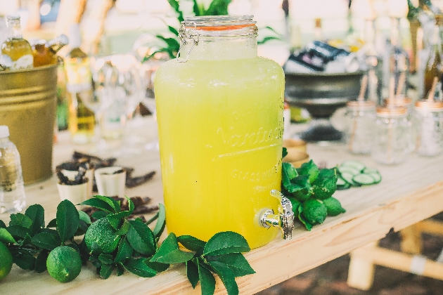 mason jar of limoncello at a cocktail station