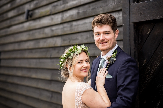 Newlyweds smiling