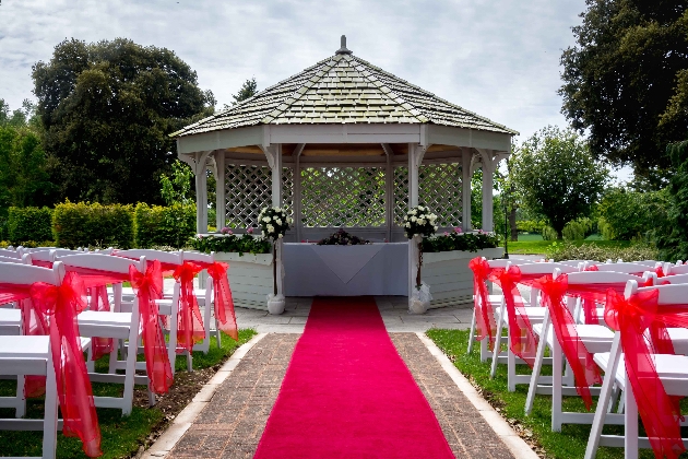 Outdoor ceremony set up at Avisford Park