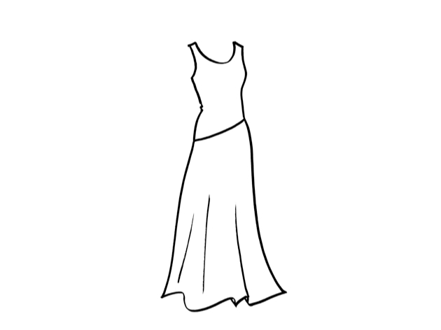 drawing of a bias cut dress