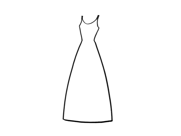 outline of an a-line dress