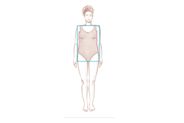rectangle shape on drawing of a body