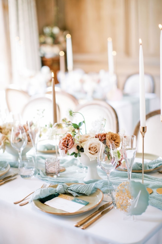 Wedding styled shoot in pale blue and peach theme