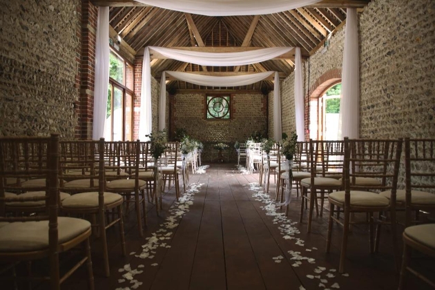 Cissbury Barns wedding ceremony set up