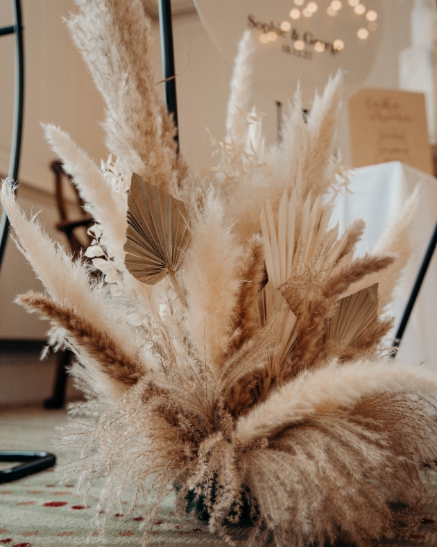 Pampas grass wedding decor arrangement