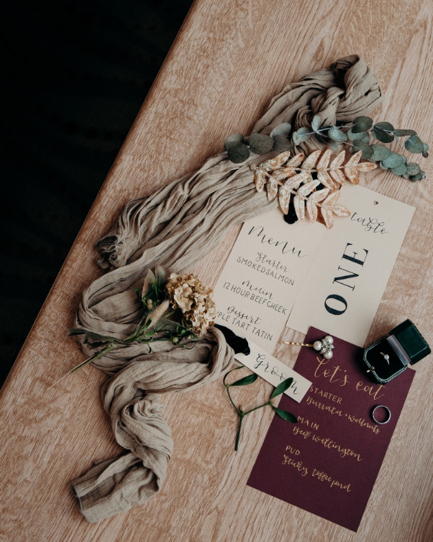 wedding stationery and wedding rings