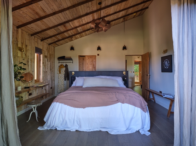 Bedroom of tree house at cowdray estate