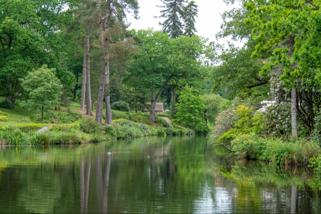 summer waterfall pond engine house Leonardslee