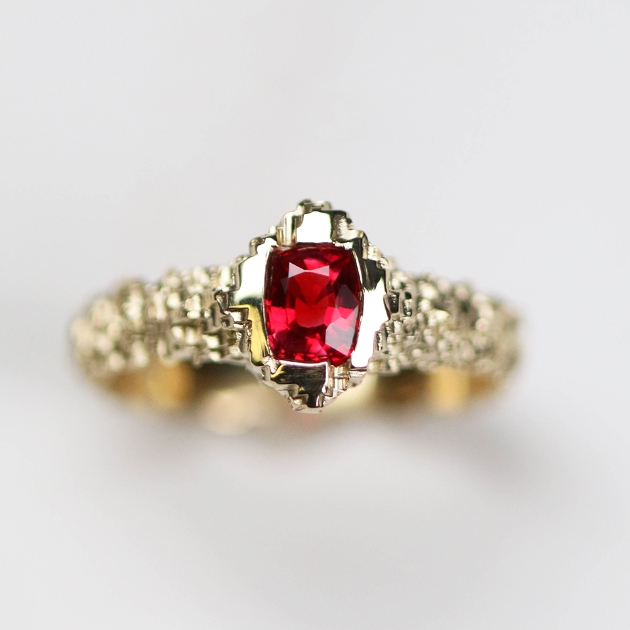 Luna 9ct Gold Ruby Ring by Jeremy Hoye