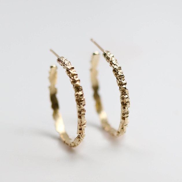 9ct Medium Luna Hoops - Side Profile by Jeremy Hoye