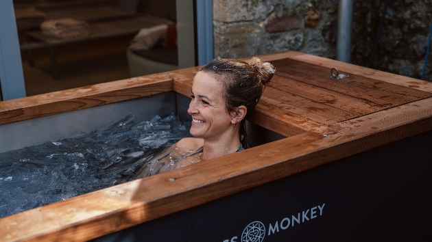 woman in an ice bath