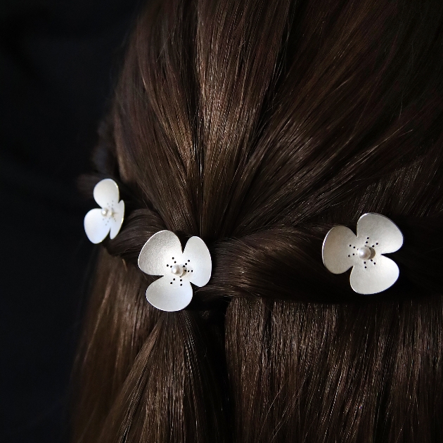 Bridal hair with new Gabriella Casemore pins tucked in