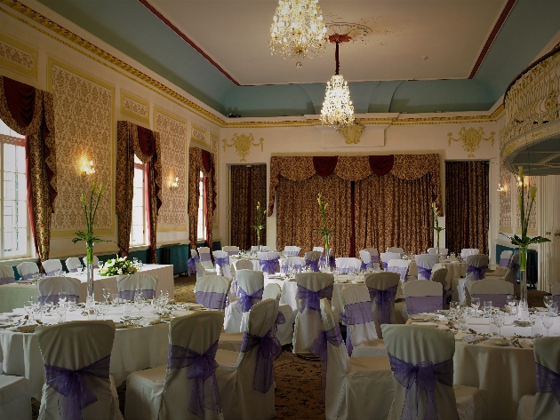 The Old Ship Hotel Paganini ballroom laid out for a wedding