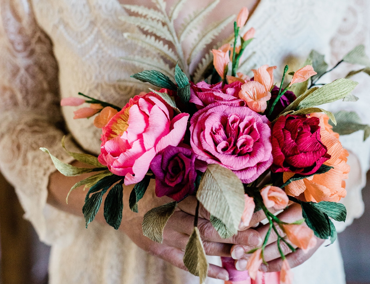 stunning vibrant paper flower bouquet