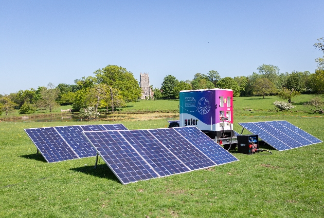 solar panels on a field on a sunny day