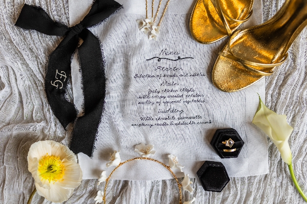embroidered wedding menu