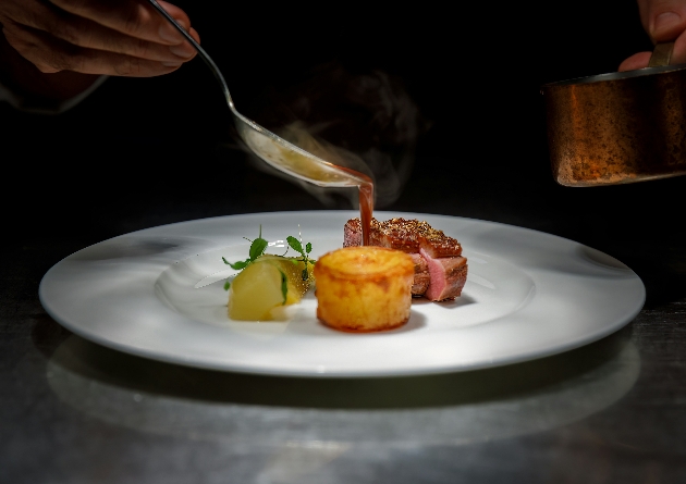 fine dining meal being prepared