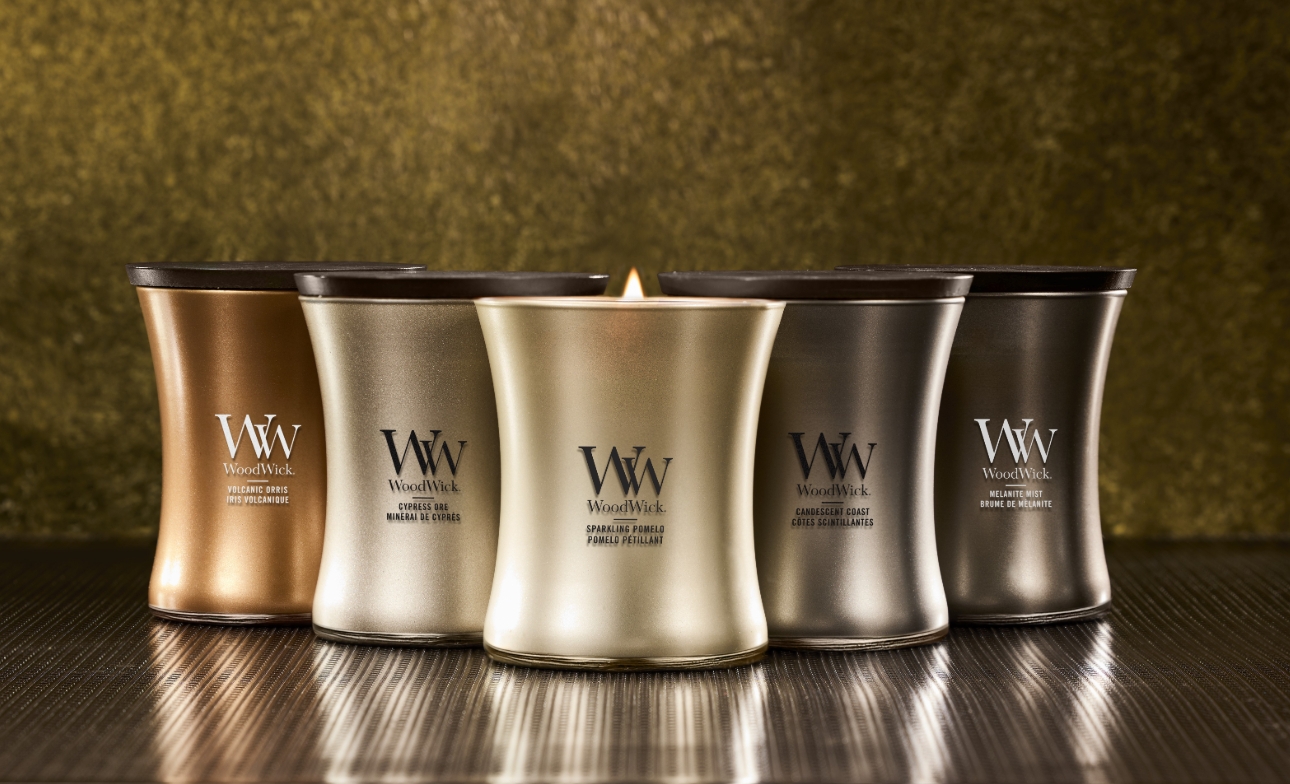 WoodWick® jars in metallic tones
