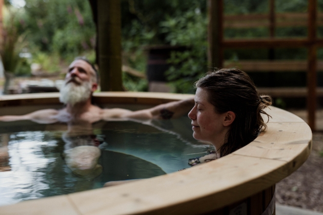 people relaxing in outdoor plunge pool