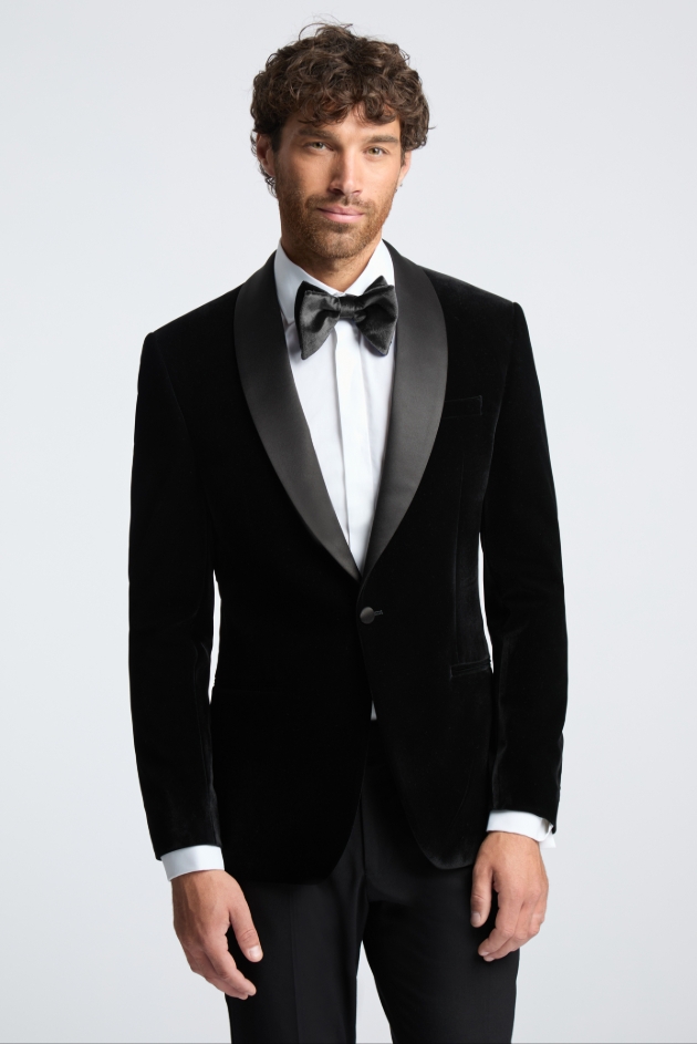 Limehaus Slim Fit Black Velvet Blazer